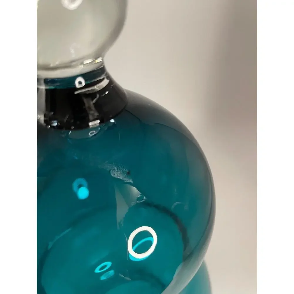 Vintage Handblown Blue Footed Vase Art Glass